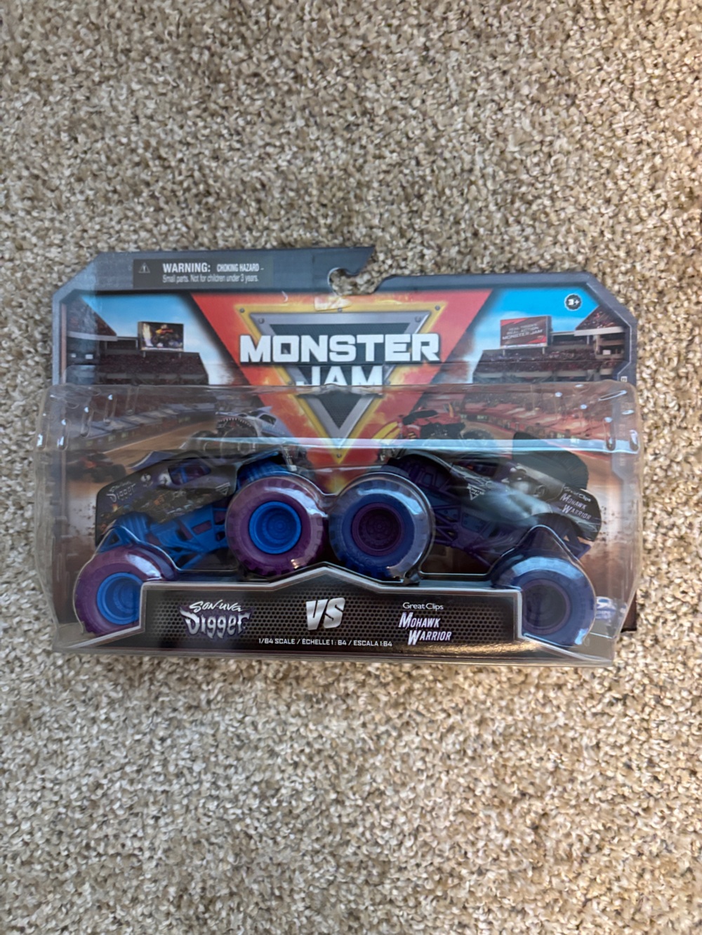 Spin Master Monster Jam Son-Uva Digger VS Mohawk Warrior 1/64 Diecast New